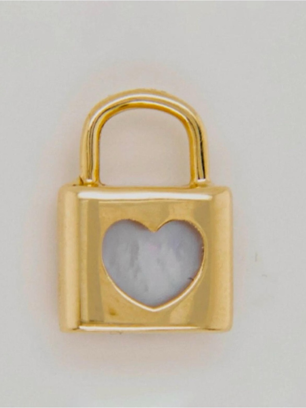 14K Real Solid Yellow Gold Lock Charm Pendent 11mmx15mm